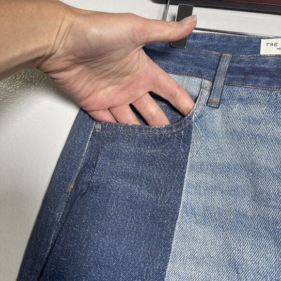 RAG & BONE Stretch Miramar Nina Cigarette Jeans Size 30 Byron Patchwork Blue NEW - Picture 4 of 11